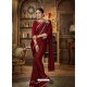 Maroon Party Wear Designer Satin Silk Embroidered Sari