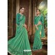 Jade Green Party Wear Designer Satin Silk Embroidered Sari