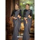 Grey Party Wear Designer Satin Silk Embroidered Sari