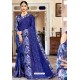 Dark Blue Party Wear Designer Embroidered Rangoli Georgette Sari