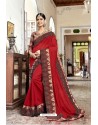 Red Party Wear Designer Embroidered Rangoli Georgette Sari