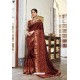 Brown Party Wear Designer Embroidered Rangoli Georgette Sari