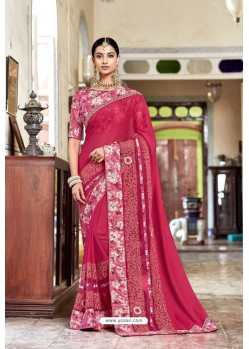 Rani Party Wear Designer Embroidered Rangoli Georgette Sari