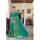 Teal Party Wear Designer Embroidered Rangoli Georgette Sari