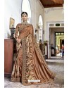 Beige Party Wear Designer Embroidered Rangoli Georgette Sari