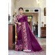 Purple Party Wear Designer Embroidered Rangoli Georgette Sari