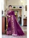 Purple Party Wear Designer Embroidered Rangoli Georgette Sari