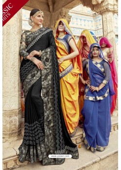 Carbon Party Wear Designer Embroidered Rangoli Georgette Sari