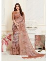 Camel Casual Wear Designer Digital Printed Handloom Linen Sari