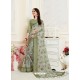 Olive Green Casual Wear Designer Digital Printed Handloom Linen Sari