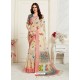 Light Beige Casual Wear Designer Digital Printed Handloom Linen Sari