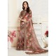 Brown Casual Wear Designer Digital Printed Handloom Linen Sari