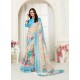 Light Beige Casual Wear Designer Digital Printed Handloom Linen Sari