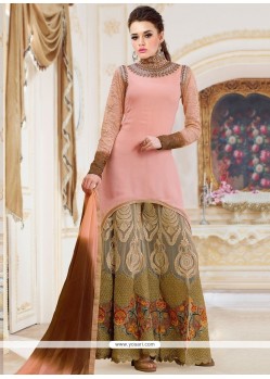 Glamorous Resham Work Georgette Hot Pink Designer Palazzo Salwar Kameez