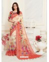 Multi Colour Casual Wear Designer Digital Printed Handloom Linen Sari