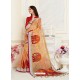 Rust Casual Wear Designer Digital Printed Handloom Linen Sari