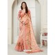 Peach Casual Wear Designer Digital Printed Handloom Linen Sari