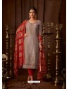 Dusty Pink Embroidered Designer Party Wear Pure Viscose Upada Salwar Suit