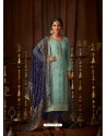 Sky Blue Embroidered Designer Party Wear Pure Viscose Upada Salwar Suit