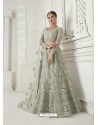 Olive Green Heavy Embroidered Designer Net Wedding Lehenga Choli