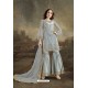 Grey Super Net Party Wear Embroidered Suit