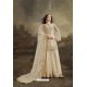 Cream Super Net Party Wear Embroidered Suit