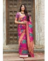 Medium Violet Banarasi Silk Designer Jacquard Worked Saree