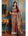 Maroon Banarasi Silk Designer Jacquard Worked Saree
