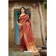 Red Banarasi Silk Designer Jacquard Worked Saree