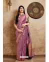 Lavender Banarasi Silk Designer Jacquard Worked Saree