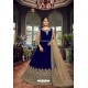 Royal Blue Velvet Stone Worked Designer Anarkali Suit