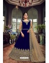 Royal Blue Velvet Stone Worked Designer Anarkali Suit