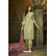 Green Butterfly Net Embroidered Straight Suit