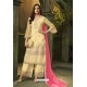 Yellow Butterfly Net Embroidered Designer Straight Suit