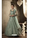 Sea Green Net Hand Worked Designer Anarkali Suit