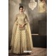 Cream Net Hand Worked Designer Anarkali Suit