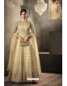 Cream Net Hand Worked Designer Anarkali Suit