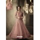 Peach Net Hand Worked Designer Anarkali Suit