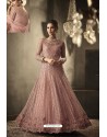 Peach Net Hand Worked Designer Anarkali Suit