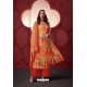Orange Pure Ikat Silk Digital Printed Palazzo Suit