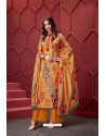 Stunning Orange Pure Ikat Silk Digital Printed Palazzo Suit