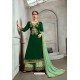 Dark Green Blooming Georgette Heavy Embroidered Palazzo Suit