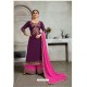 Purple Blooming Georgette Heavy Embroidered Palazzo Suit
