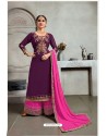 Purple Blooming Georgette Heavy Embroidered Palazzo Suit