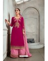 Medium Violet Blooming Georgette Heavy Embroidered Palazzo Suit