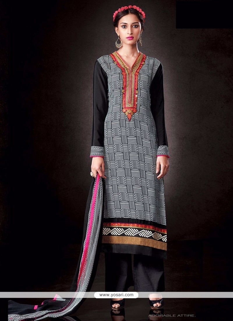 Catchy Black Print Work Designer Pakistani Salwar Suit