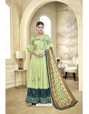 Sea Green Maslin Heavy Embroidered Designer Palazzo Suit