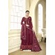 Maroon Maslin Heavy Embroidered Designer Palazzo Suit