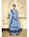 Blue Maslin Heavy Embroidered Designer Palazzo Suit