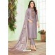 Grey Cotton Embroidered Designer Straight Suit